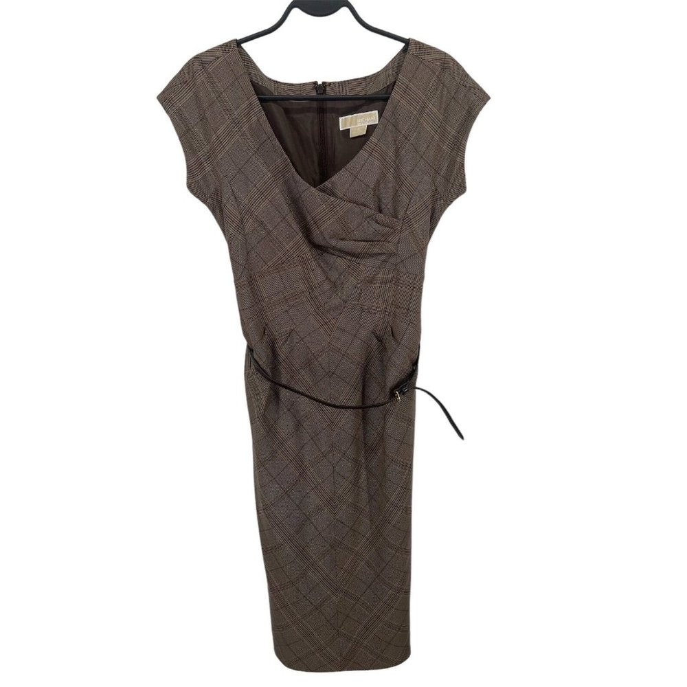 Michael Kors Brown Plaid Midi Dress